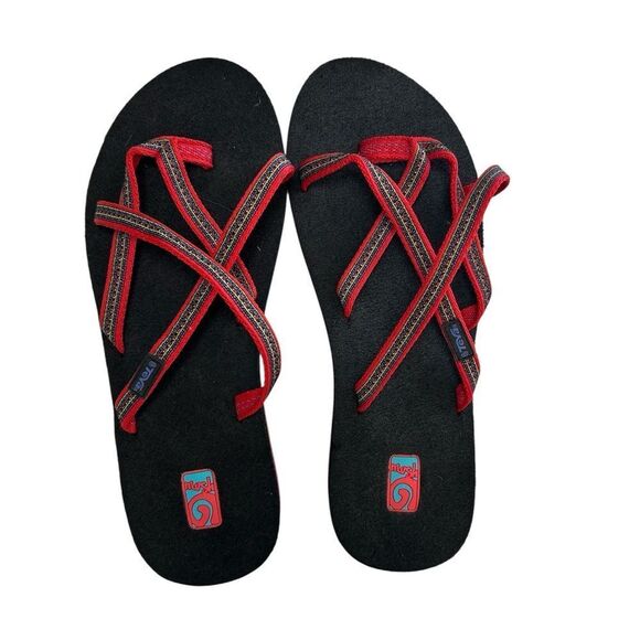 New Teva Olowahu Strappy Red Sandals 10 - Picture 1 of 6
